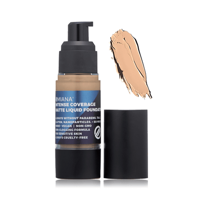 Omiana Cosmetics Foundation Cashmere Intense Coverage Liquid Foundation - Mica-Free, Talc-Free, & More!
